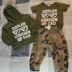 Green & Camouflage Baby Outfit Set - Size 12 Months
